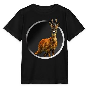 cerf - T-shirt bio MINI CREATOR Stanley/Stella Enfant - noir - Devant - Mikhail (115cm)