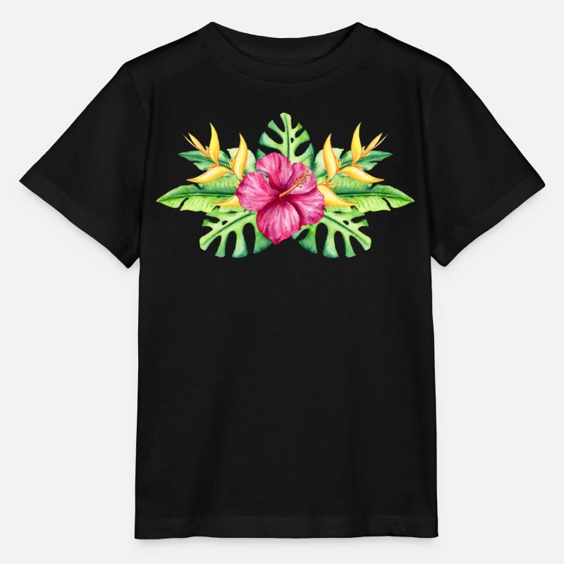 Floraison tropicale colorée - T-shirt bio MINI CREATOR Stanley/Stella Enfant - noir