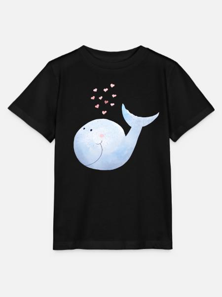 Wal versprüht Herzen I Blauwal Comic - Stanley/Stella Kinder T-Shirt MINI CREATOR  - Schwarz