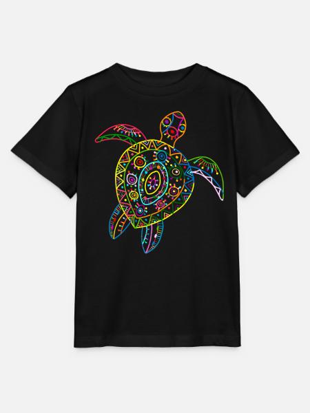 Turtle Vintage Hawaiian Tribal Sea Turtle - Stanley/Stella MINI CREATOR Kids’ T-Shirt - black