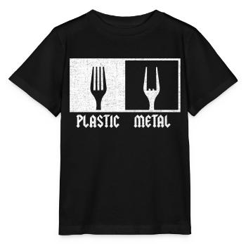 Plastic Metal Music Pommesgabel Festival Rock Fans - Stanley/Stella MINI CREATOR Kids’ T-Shirt - black - Front - Mikhail (115cm)