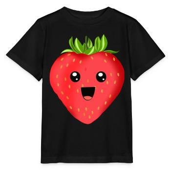 Fröhliche Erdbeere - Stanley/Stella Kinder T-Shirt MINI CREATOR  - Schwarz - Vorne - Mikhail (115cm)