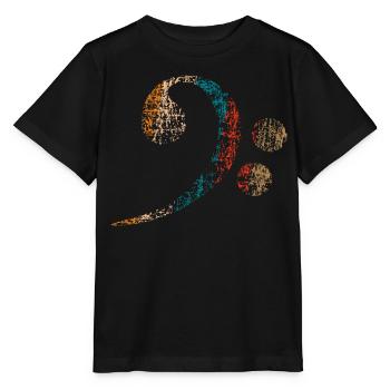 Clé basse, Basse Clef vintage distressed - T-shirt bio MINI CREATOR Stanley/Stella Enfant - noir - Devant - Mikhail (115cm)