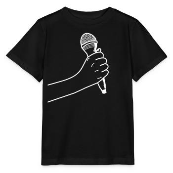 Hand mit Mikrofon - Stanley/Stella Kinder T-Shirt MINI CREATOR  - Schwarz - Vorne - Mikhail (115cm)
