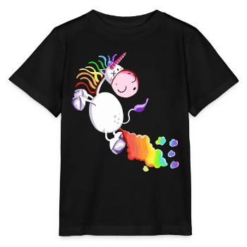 Einhorn lässt es krachen - Stanley/Stella Kinder T-Shirt MINI CREATOR  - Schwarz - Vorne - Mikhail (115cm)