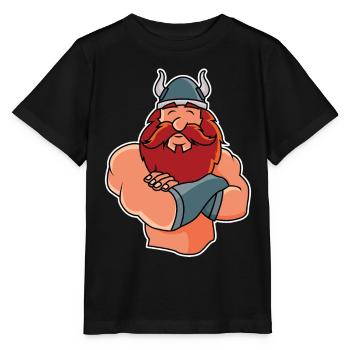 Drôle de Viking en pose - T-shirt bio MINI CREATOR Stanley/Stella Enfant - noir - Devant - Mikhail (115cm)