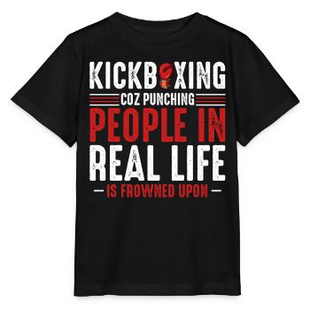 Kickboxing Real Life Spruch - Stanley/Stella Kinder T-Shirt MINI CREATOR  - Schwarz - Vorne - Mikhail (115cm)