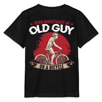 Alter Mann auf dem Fahrrad - Stanley/Stella Kinder T-Shirt MINI CREATOR  - Schwarz - Vorne - Mikhail (115cm)