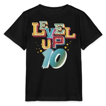 Level Up 10 ans anniversaire Gamer Gaming - T-shirt bio MINI CREATOR Stanley/Stella Enfant - noir - Devant - Mikhail (115cm)