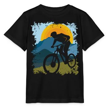Mountainbike | Berge | Sonne | Natur | Sport - Stanley/Stella Kinder T-Shirt MINI CREATOR  - Schwarz - Vorne - Mikhail (115cm)