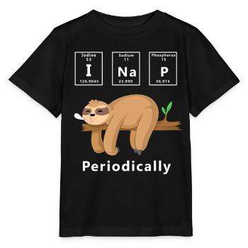Ich schlafe regelmäßig lustig Faultier - Stanley/Stella Kinder T-Shirt MINI CREATOR  - Schwarz - Vorne - Mikhail (115cm)