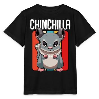 Chinchilla Pop Art Panel - Stanley/Stella Kinder T-Shirt MINI CREATOR  - Schwarz - Vorne - Mikhail (115cm)