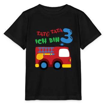 Feuerwehrauto Drei Geburtstag - Stanley/Stella Kinder T-Shirt MINI CREATOR  - Schwarz - Vorne - Mikhail (115cm)
