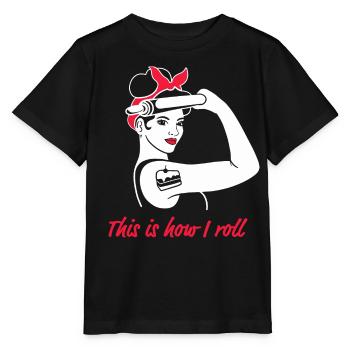 bake women power feminism funny baker - Stanley/Stella MINI CREATOR Kids’ T-Shirt - black - Front - Mikhail (115cm)