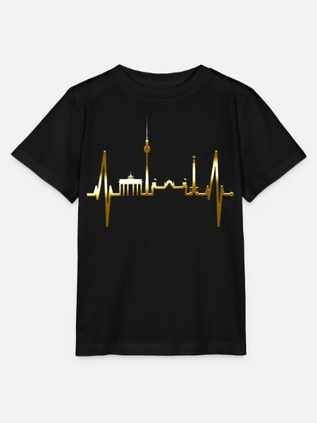 Berlin Skyline Herzschlag Gold Liebe Love Berliner - Stanley/Stella Kinder T-Shirt MINI CREATOR - Schwarz