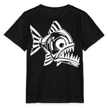 Poisson blanc carnivore - T-shirt bio MINI CREATOR Stanley/Stella Enfant - noir - Devant - Mikhail (115cm)