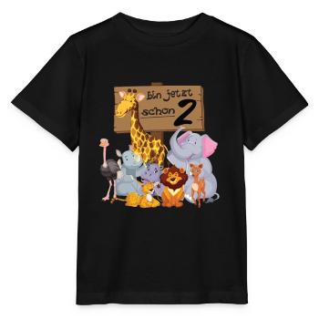 Lustige Tierfreunde Geburtstagsparty 2 Jahre alt - Stanley/Stella Kinder T-Shirt MINI CREATOR  - Schwarz - Vorne - Mikhail (115cm)