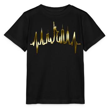 New York Skyline Heartbeat Heart USA Gift NY - Stanley/Stella MINI CREATOR Kids’ T-Shirt - black - Front - Mikhail (115cm)