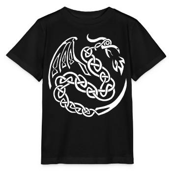 Dragon celte blanc - T-shirt bio MINI CREATOR Stanley/Stella Enfant - noir - Devant - Mikhail (115cm)