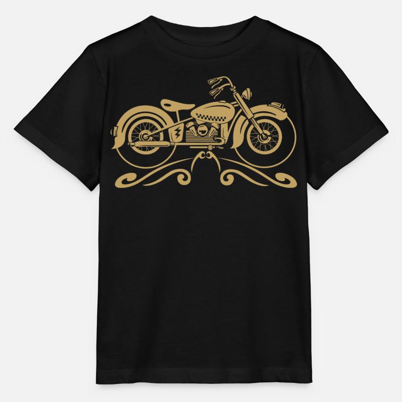 Moto vintage avec filigrane - T-shirt bio MINI CREATOR Stanley/Stella Enfant - noir