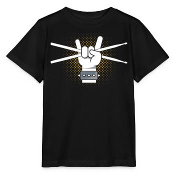 Batteur batteur - bâtons de poing rock and roll - T-shirt bio MINI CREATOR Stanley/Stella Enfant - noir - Devant - Mikhail (115cm)