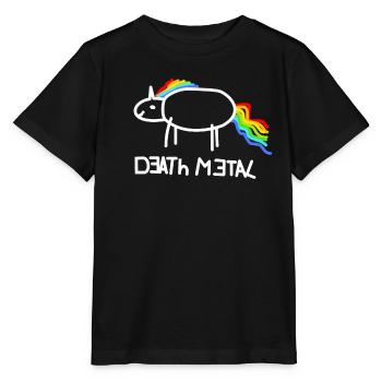 Death Metal Einhorn Musik - Stanley/Stella Kinder T-Shirt MINI CREATOR  - Schwarz - Vorne - Mikhail (115cm)