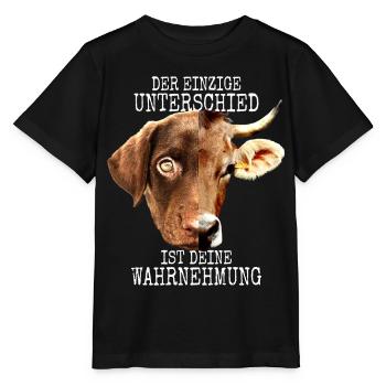 Der Unterschied Ist Deine Wahrnehmung Vegan Hund - Stanley/Stella Kinder T-Shirt MINI CREATOR  - Schwarz - Vorne - Mikhail (115cm)