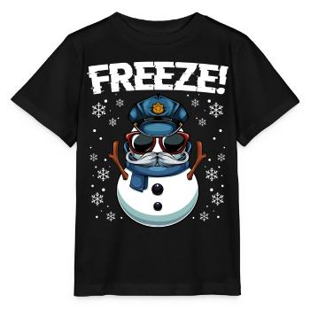 Kapitän Frost Schneemann Polizei Weihnachten - Stanley/Stella Kinder T-Shirt MINI CREATOR  - Schwarz - Vorne - Mikhail (115cm)