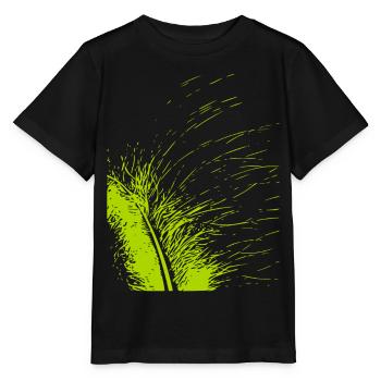 Plume abstraite / ligne / vert / motif - T-shirt bio MINI CREATOR Stanley/Stella Enfant - noir - Devant - Mikhail (115cm)
