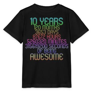 10 Years incl 3 leap years 10 Children's Birthday - Stanley/Stella MINI CREATOR Kids’ T-Shirt - black - Front - Mikhail (115cm)