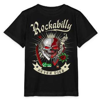 Rockabilly Skull - Stanley/Stella Kinder T-Shirt MINI CREATOR  - Schwarz - Vorne - Mikhail (115cm)