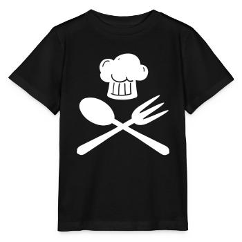 Cooking hat hobby chef cook spoon fork - Stanley/Stella MINI CREATOR Kids’ T-Shirt - black - Front - Mikhail (115cm)