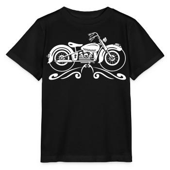 Vintage Motorcycle with Ornamental Filigree - Stanley/Stella MINI CREATOR Kids’ T-Shirt - black - Front - Mikhail (115cm)
