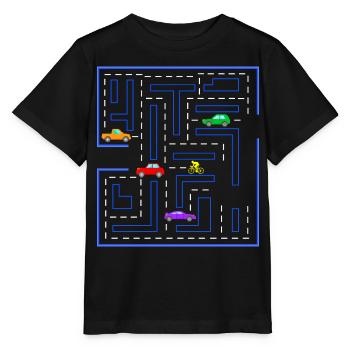 Road bike road, gamer, gaming, racing bike, cars - Stanley/Stella MINI CREATOR Kids’ T-Shirt - black - Front - Mikhail (115cm)