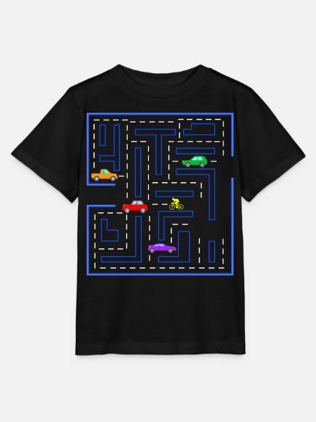 Road bike road, gamer, gaming, racing bike, cars - Stanley/Stella MINI CREATOR Kids’ T-Shirt - black