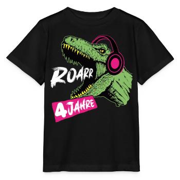 Roarrr, j’ai 4 | T-Rex 4 ans | Dino - T-shirt bio MINI CREATOR Stanley/Stella Enfant - noir - Devant - Mikhail (115cm)