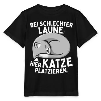 Bei Schlechter Laune Hier Katze Platzieren Katzen - Stanley/Stella Kinder T-Shirt MINI CREATOR  - Schwarz - Vorne - Mikhail (115cm)