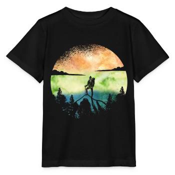 Wanderlust Hiker – Aventure aquarelle - T-shirt bio MINI CREATOR Stanley/Stella Enfant - noir - Devant - Mikhail (115cm)