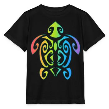 Tortue polynésienne arc-en-ciel - T-shirt bio MINI CREATOR Stanley/Stella Enfant - noir - Devant - Mikhail (115cm)