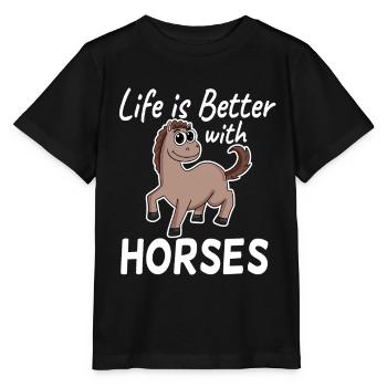 Horse saying horses girls - Stanley/Stella MINI CREATOR Kids’ T-Shirt - black - Front - Mikhail (115cm)