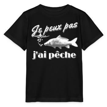 Je peux pas j'ai pêche à la carpe hameçon bouchon - T-shirt bio MINI CREATOR Stanley/Stella Enfant - noir - Devant - Mikhail (115cm)