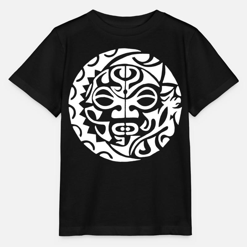 Tête de mort polynésienne blanche - T-shirt bio MINI CREATOR Stanley/Stella Enfant - noir