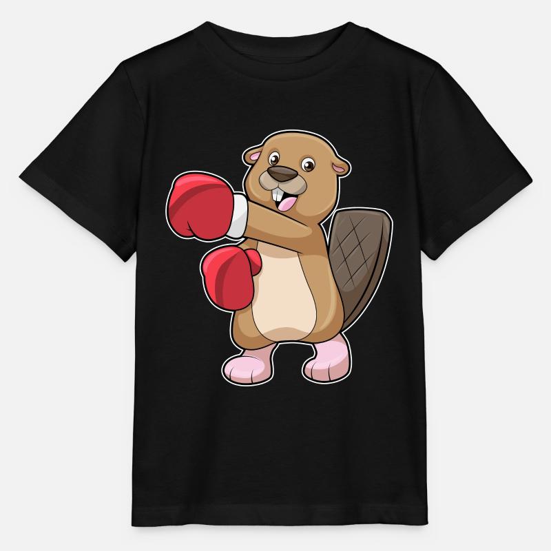 Biber Boxer Boxhandschuhe Boxen - Stanley/Stella Kinder T-Shirt MINI CREATOR  - Schwarz