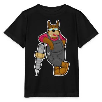 Hund Mechaniker Zündkerze Werkstatt - Stanley/Stella Kinder T-Shirt MINI CREATOR  - Schwarz - Vorne - Mikhail (115cm)