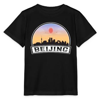 Beijing China Skyline Vintage Sunset Travel Souven - Stanley/Stella MINI CREATOR Kids’ T-Shirt - black - Front - Mikhail (115cm)