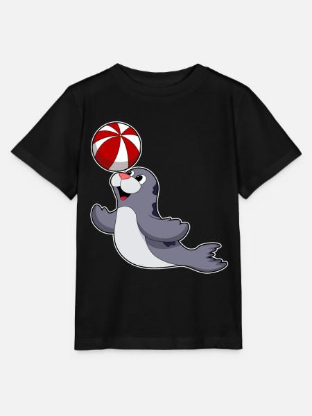 Seehund Schwimmen Wasserball Sommer - Stanley/Stella Kinder T-Shirt MINI CREATOR - Schwarz