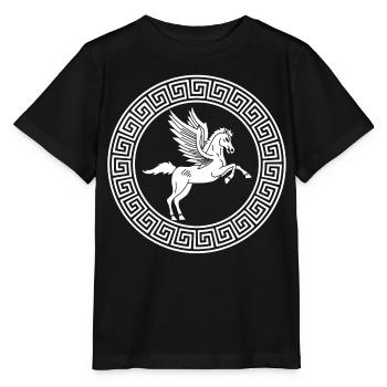 Symbole du cheval Pégase blanc - T-shirt bio MINI CREATOR Stanley/Stella Enfant - noir - Devant - Mikhail (115cm)