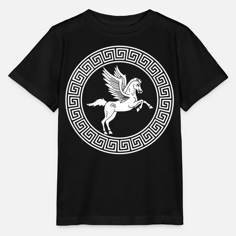 Symbole du cheval Pégase blanc - T-shirt bio MINI CREATOR Stanley/Stella Enfant - noir