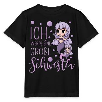 Ich werde eine große Schwester Meerjungfrau - Stanley/Stella Kinder T-Shirt MINI CREATOR  - Schwarz - Vorne - Mikhail (115cm)
