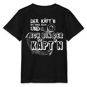 Käptn Kapitän Anker Schifffahr Bootsführerschein - Stanley/Stella Kinder T-Shirt MINI CREATOR  - Schwarz - Vorne - Mikhail (115cm)